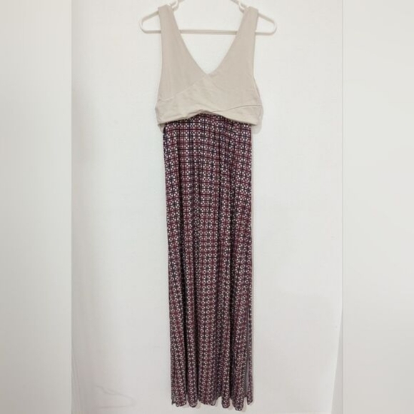 Anthropologie Maeve Cream Pink Sleeveless Elysian Geometric Maxi Dress Small - Picture 5 of 9